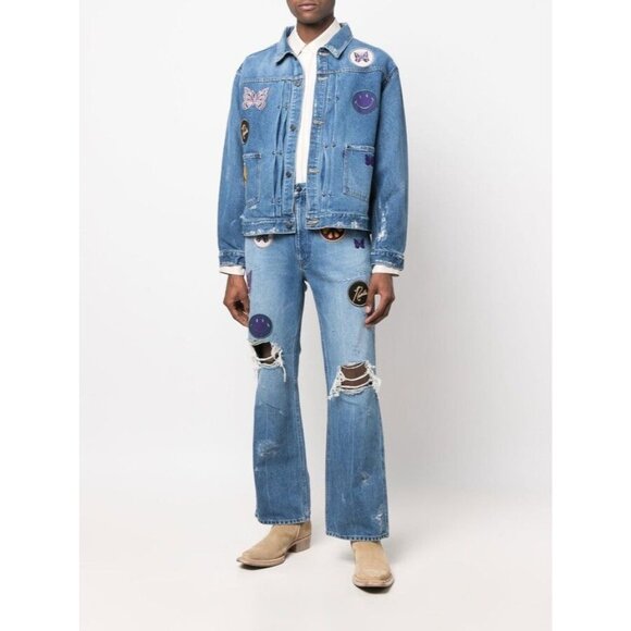 Needles Mixed Patches Denim Jacket in Blue - Picture 2 of 5
